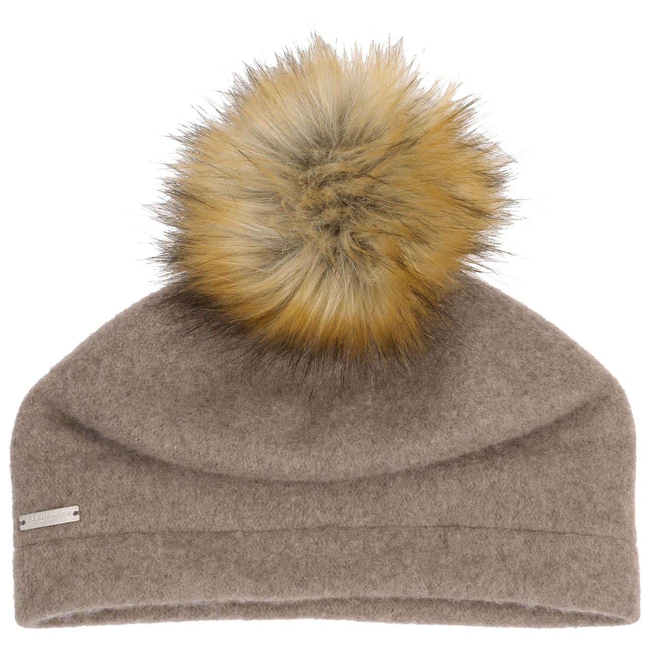Seeberger Berretto Lana Follata Tamisa Pompon Beanie Taglia Unica - Beige Scuro