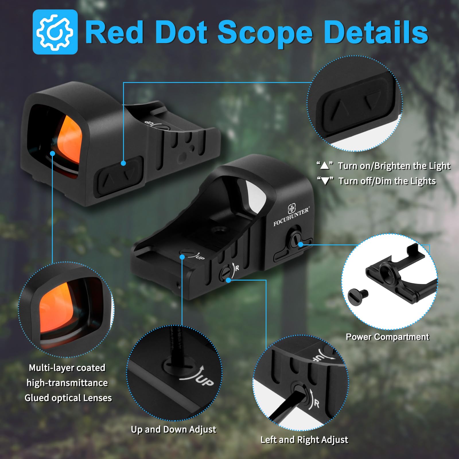 Mirino a punto rosso reflex Optics compatibile con GL MOS, mirino a punto rosso con attivazione Shake Awake da 3 MOA, mirino inferiore Co-Witness da 1/3, impermeabile IPX-7, antiurto 1500G.