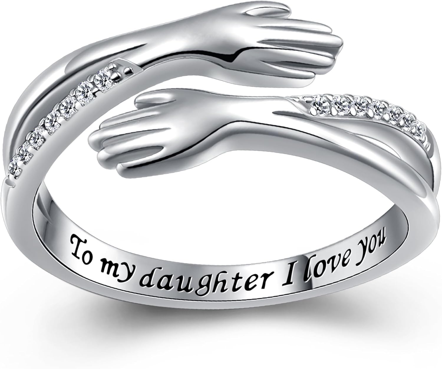 Yearace Hug Ring, S925 Sterling Silver Hug Rings for Women Girl, Hugging Hand Open Promise Ring, Mothers Day Valentine's Day Birthday Gifts