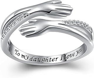 Yearace Hug Ring, S925 Sterling Silver Hug Rings for Women Girl, Hugging Hand Open