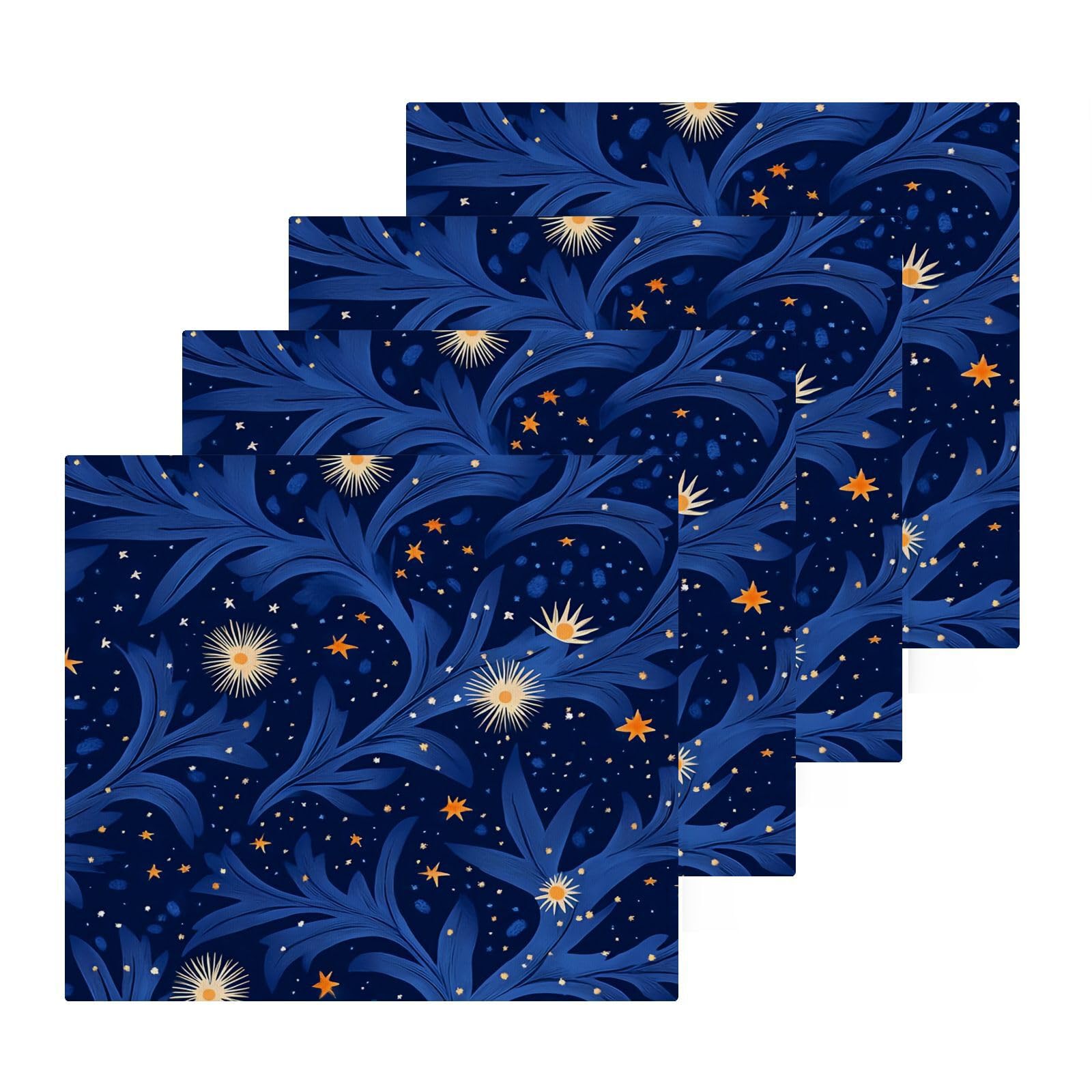 PaChyLuu 4 Pack Night Sky with Bright Stars Cotton Washcloths Highly Absorbent Face Cloth Reusable Body Towels, Gentle for Sensitive Skin, 12 x 12 Inch