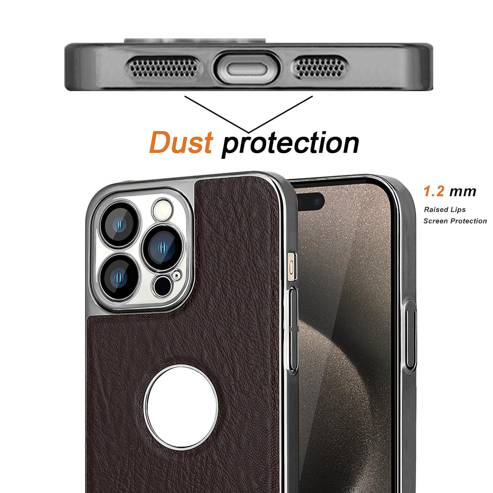 Ultra cienkie etui do iPhone 16 Pro Max/16 Pro/16 Plus/16, galwanizowane, skórzane etui z logo widoku, odporne na wstrząsy, etui ochronne, złote, 16 Pro