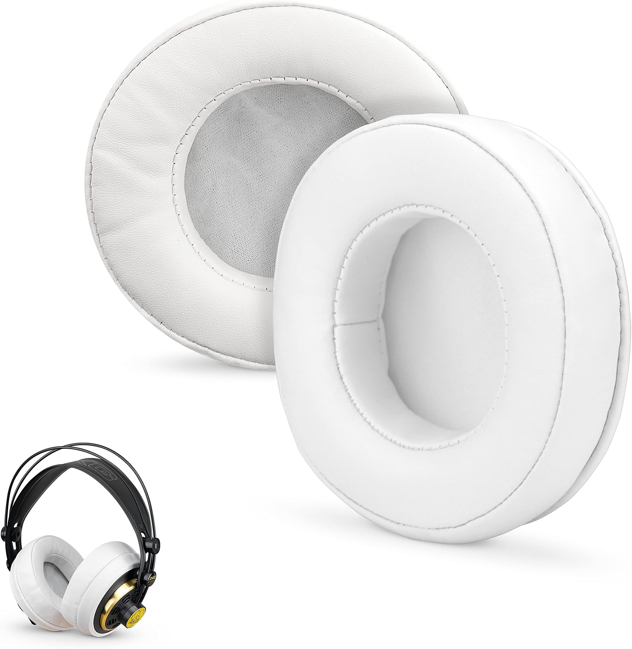 Brainwavz Round Replacement Memory Foam Earpads - Suitable for Many Other Large Over The Ear Headphones - Sennheiser, AKG, HifiMan, ATH, Philips, Fostex, (White)