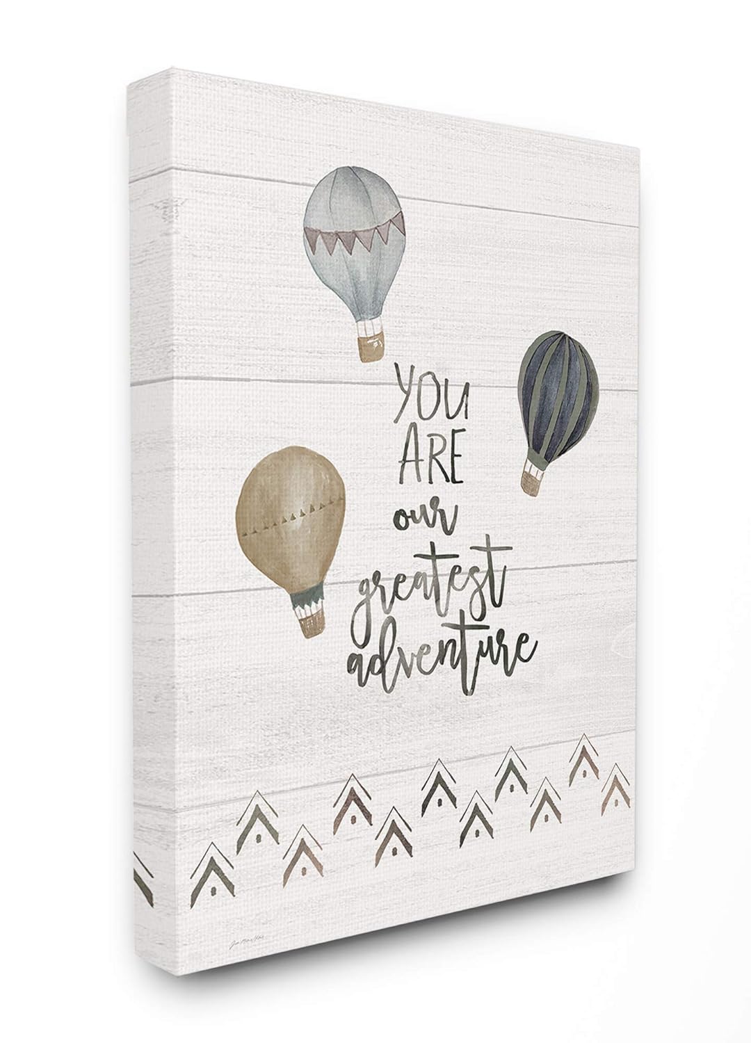 Stupell Industries The Kids Room Our Greatest Adventure Neutral Grey Hot Air Balloons Canvas Wall Art, 16 x 20, Proudly Made in USA