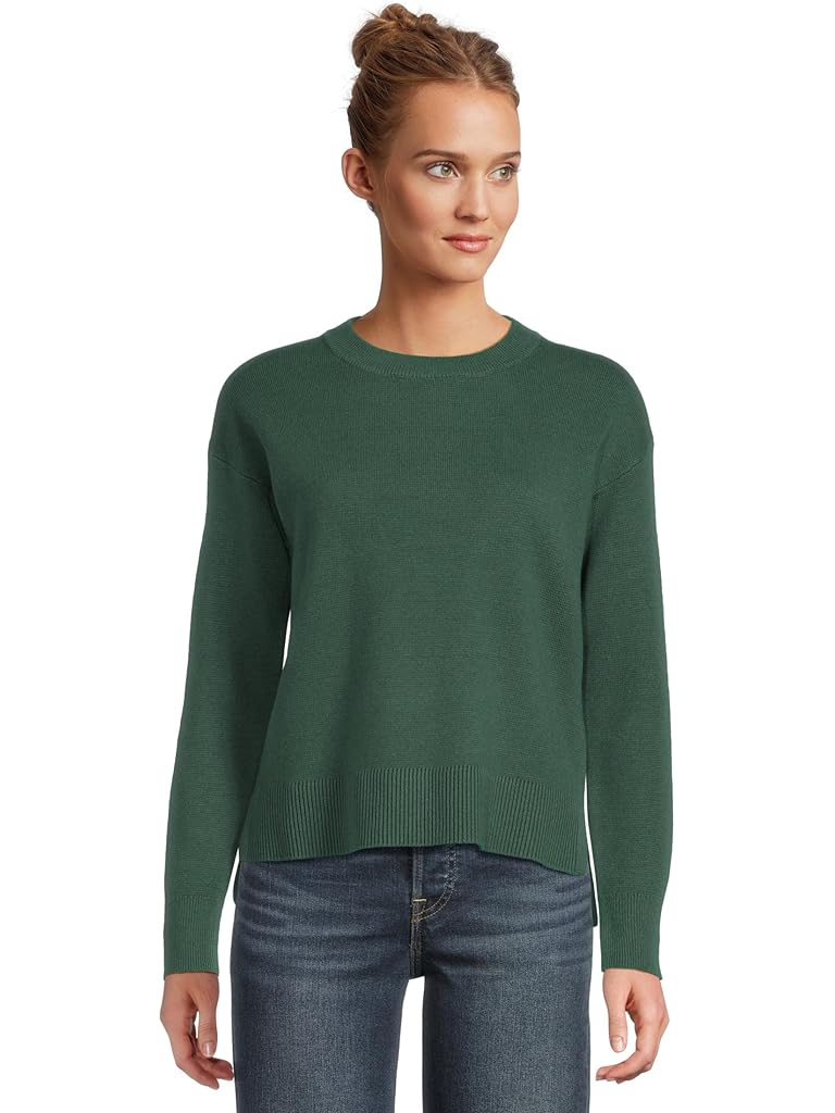 Green L.L.Bean Wicked Soft Cotton/Cashmere Crewneck Sweater