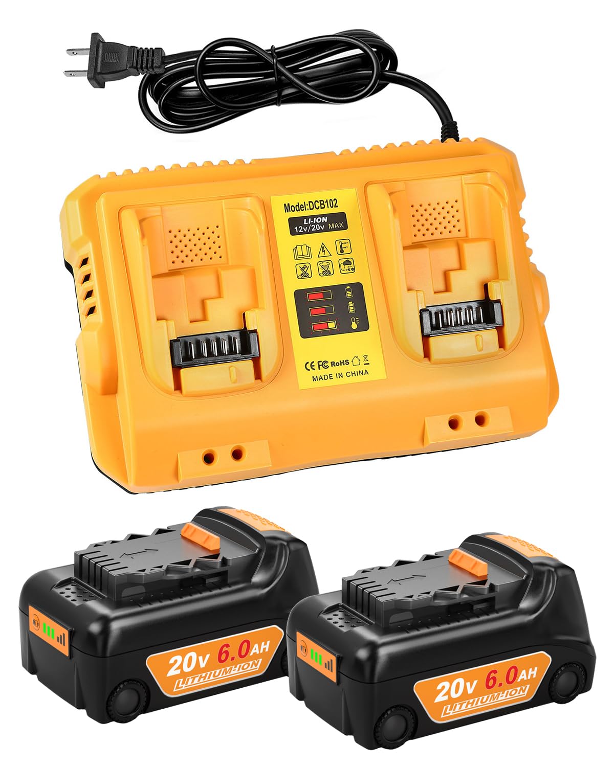 JYJZPB 2 Pièces 18V 5,5Ah Batterie De Remplacement Pour Dewalt 18V DCB184 DCB184B-XJ DCB180