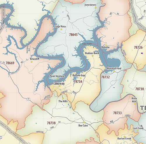 Miniatura 7 de Generic Austin TX Código Postal Mapa Laminado (40' x 36')