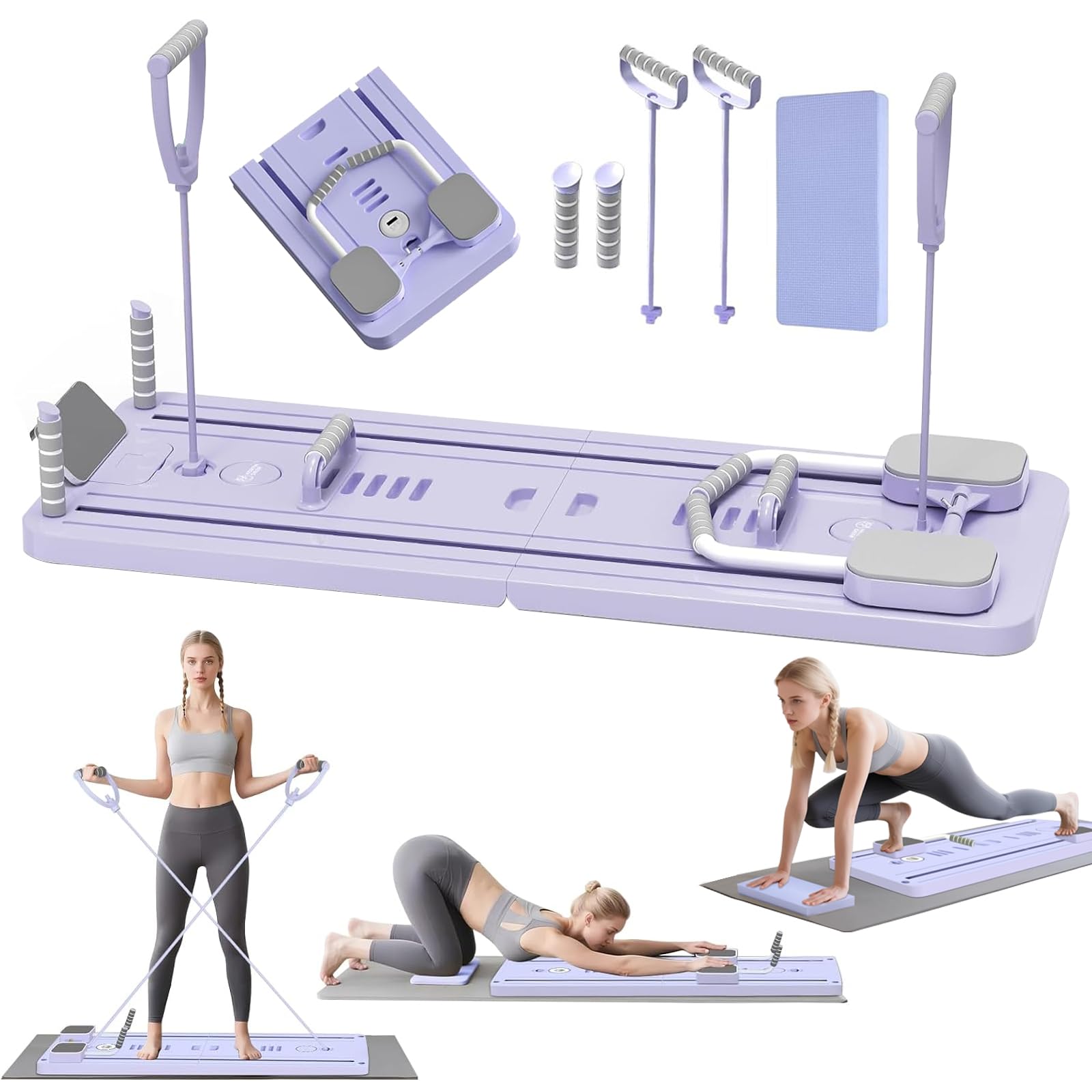 Tabla de Pilates para el hogar, 5 en 1, Plegable, Mini Tabla reformadora de Pilates, con Temporizador para núcleo, Cintura, Pierna, Brazo y Entrenamiento de Espalda, 2025, reformador