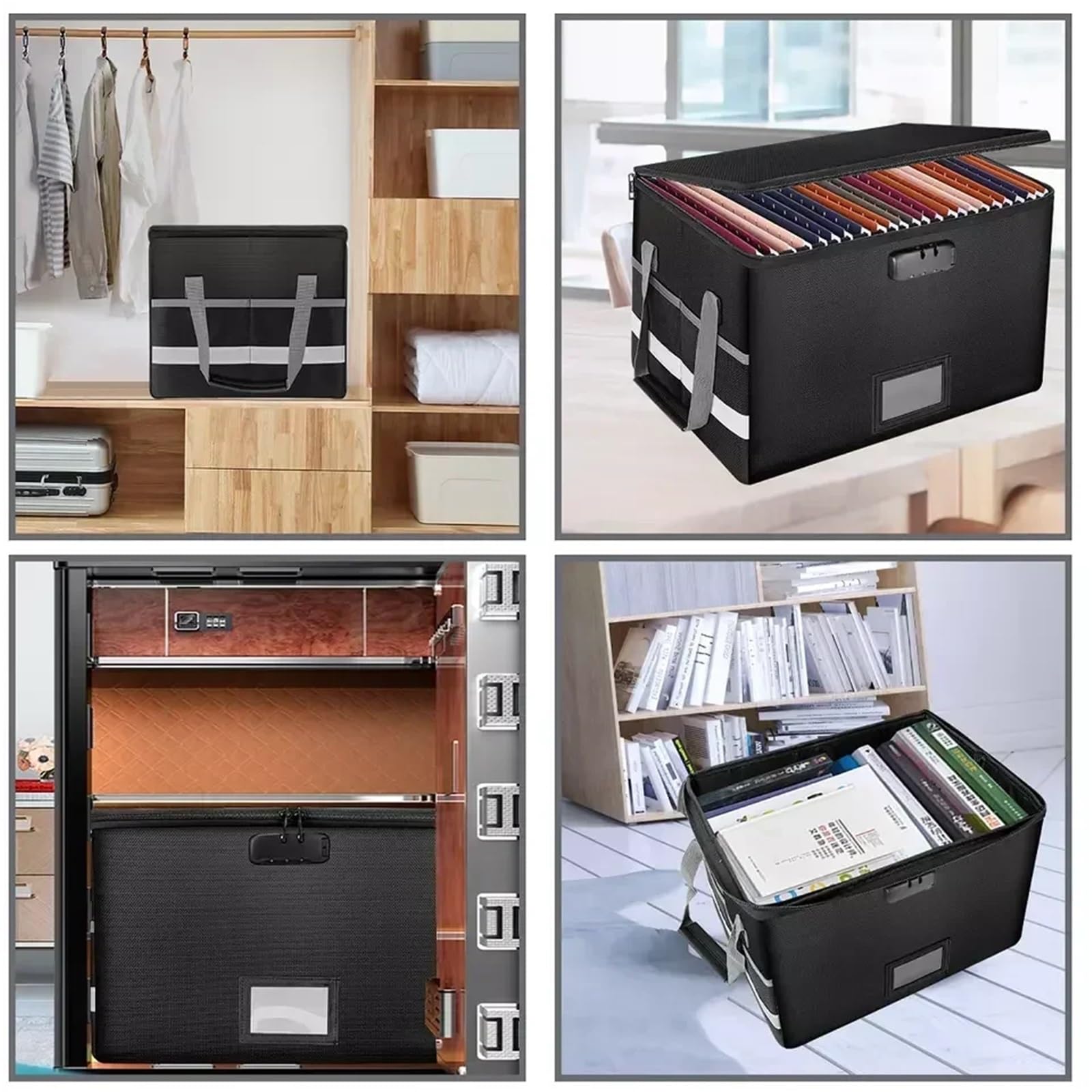 Haushaltstresor Safes Feuerfeste Dokumentenbox Fürs Büro, Große Kapazität, Wasserdicht, Sicherer Koffer, Reißverschluss, Dokumententasche Zur Aufbewahrung Von Wertsachen(B)