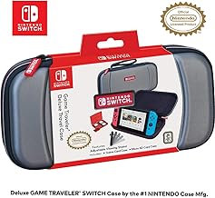 Officially Licensed Nintendo Switch Game Traveler Deluxe Travel Case with Adustable Viewing Stand - Titanium
