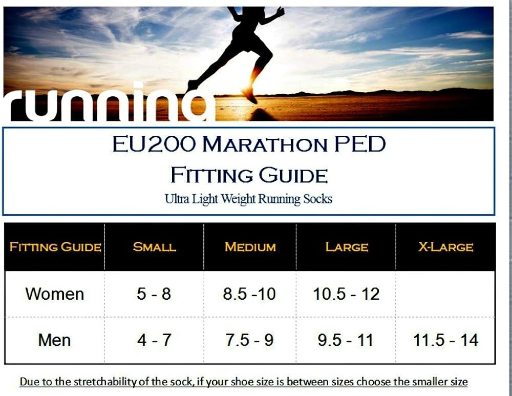 Eurosock Marathon Low Cut Running Socks, Elastic Arch Band Support, Shields Feet from Harsh Impact- EU200 : Running Socks : Sports & Outdoors