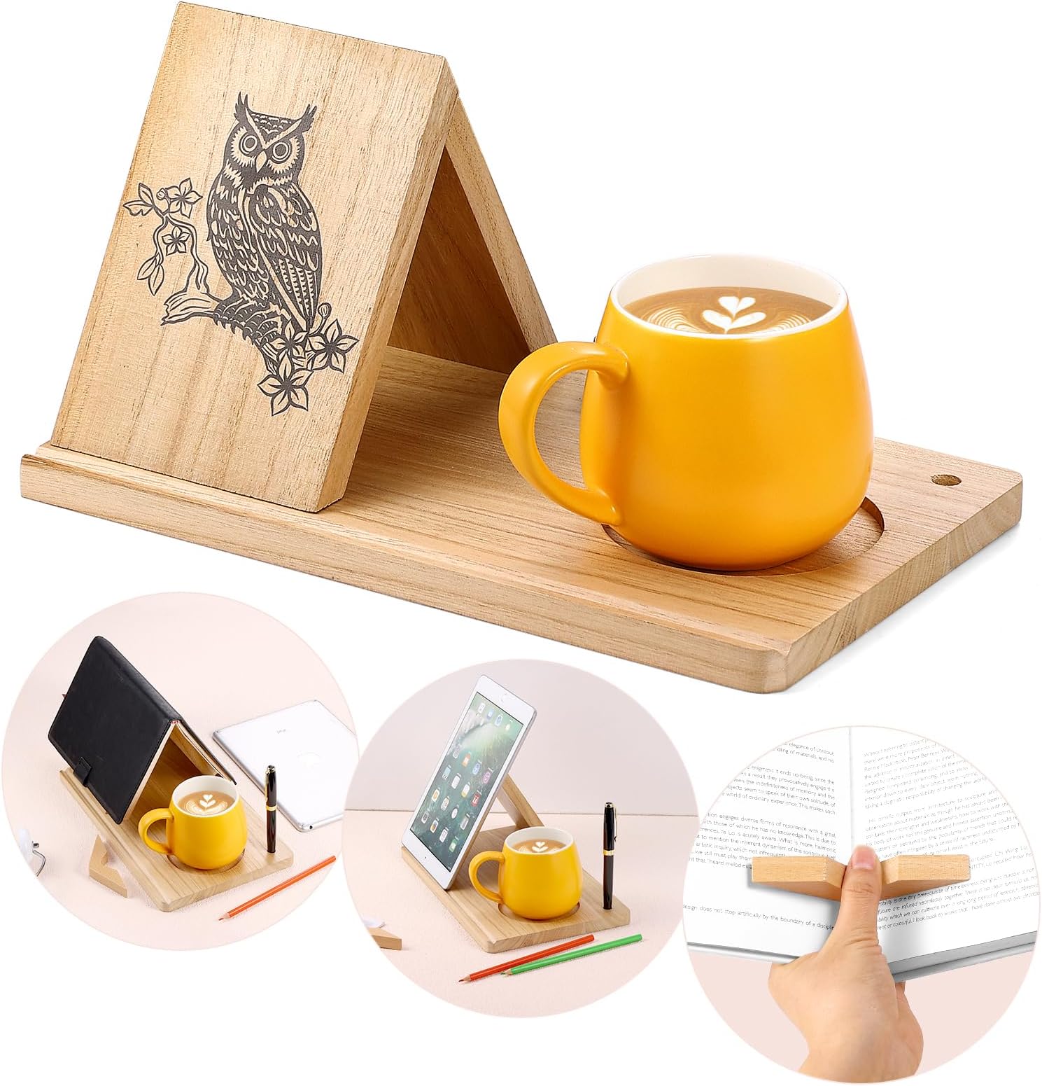 Triangle Book Holder, Book Rest, Acacia Foldable Book Nook