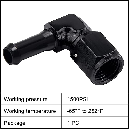 Vista 35 de EVIL ENERGY 8AN hembra a manguera de púas de 1/2 pulgada giratoria de 45 grados