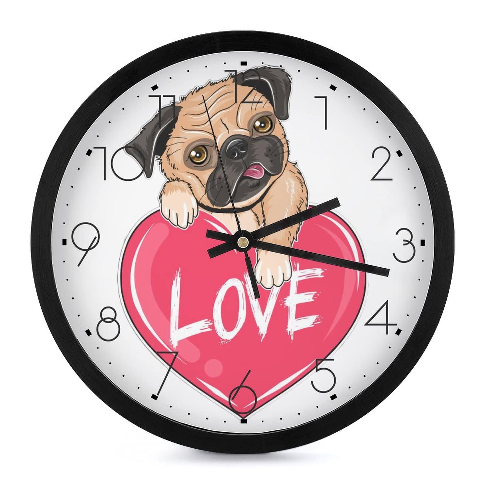 Horloge chien carlin decoration murale pour salon et chambre