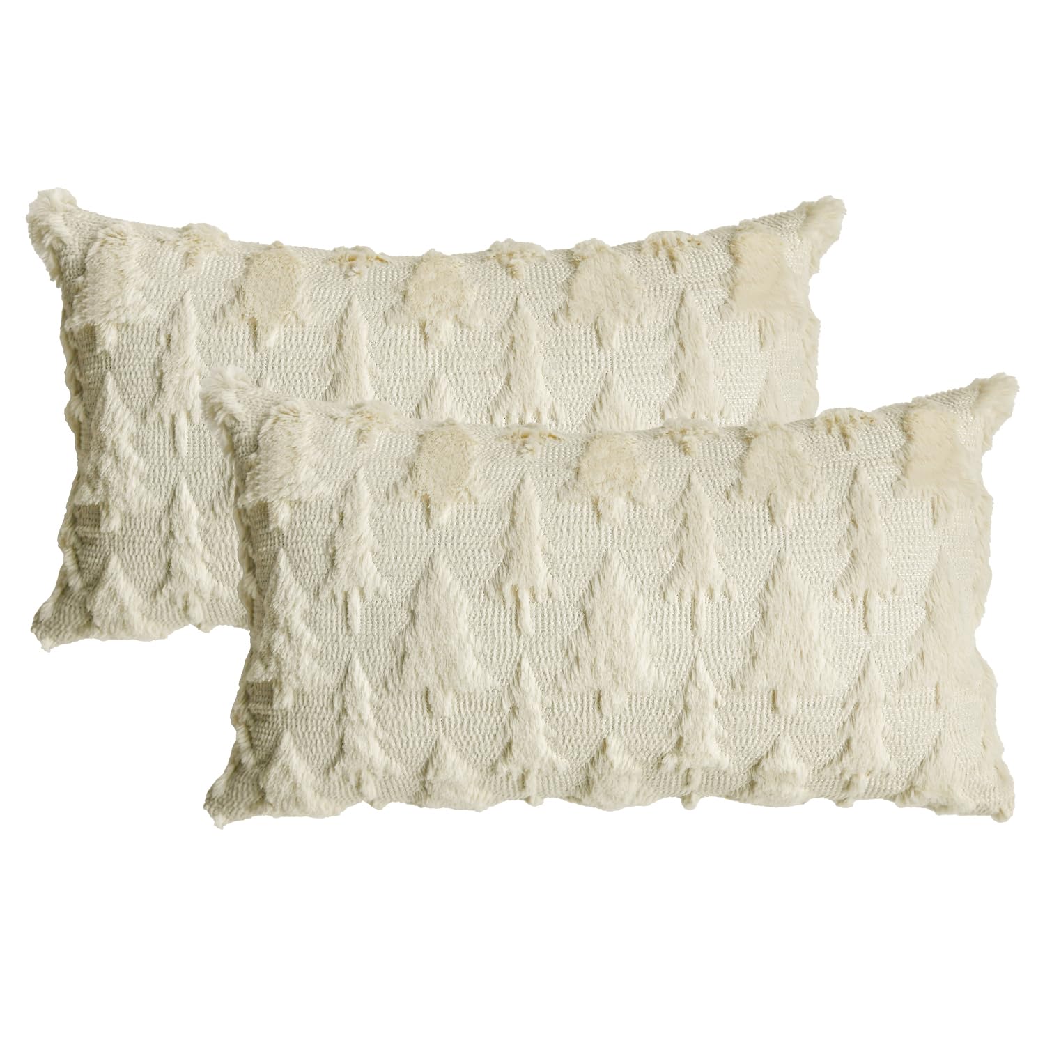 Housses de coussin Noël 30,5x50,8 cm fausse fourrure jacquard sapins hiver