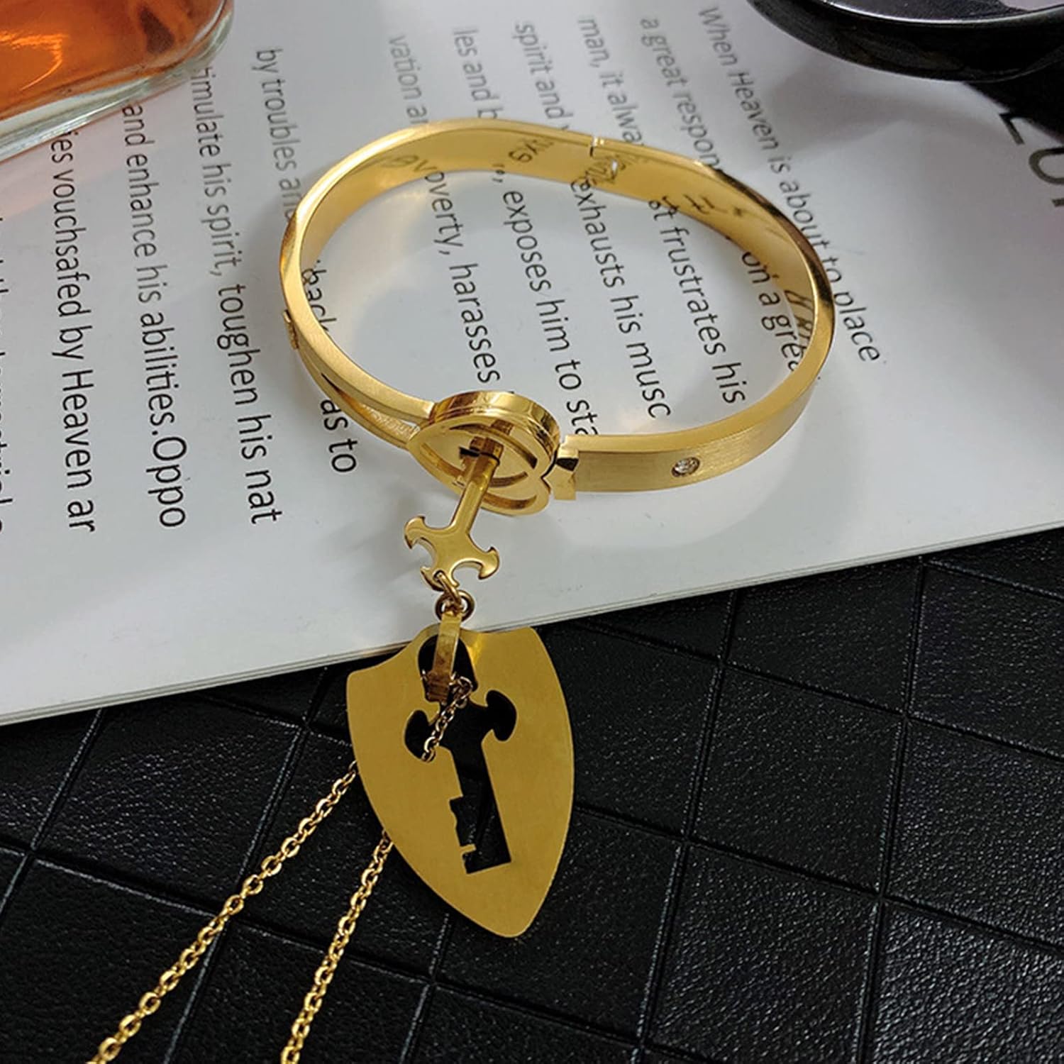 Lock Bracelet and for Key Necklace for Steel Couples Jewelry for Valentines Day Birthday Christma - Image 3