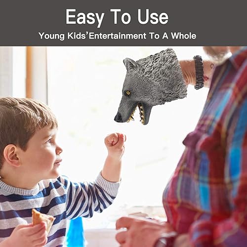 Miniatura 5 de Yolococa Marioneta de mano de lobo realista de látex suave juguete de animales narración de cuentos juego de rol suministros para fiestas para niños