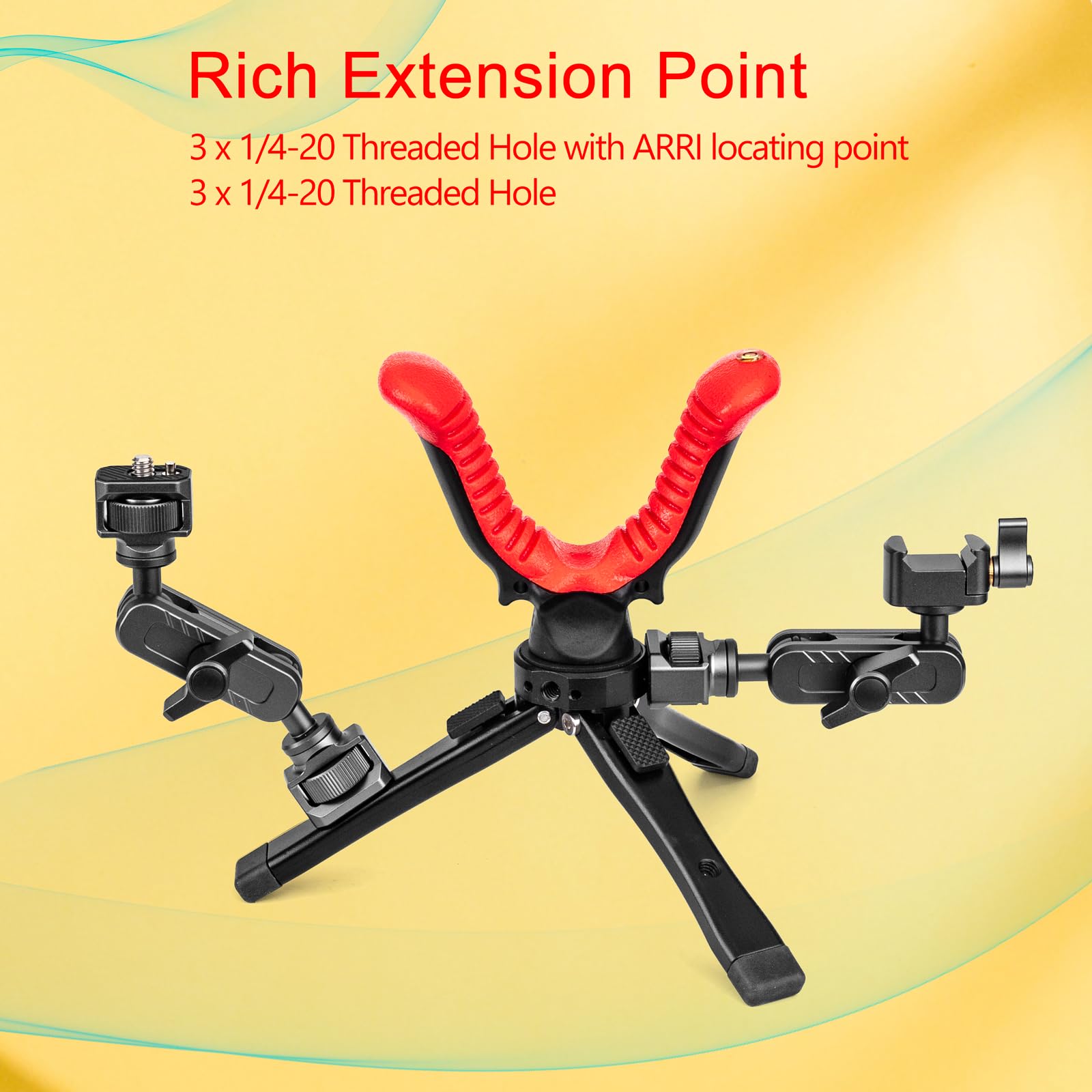 Zeadio Supporto per treppiede per fotocamera, regolabile, portatile, con rotazione a 360 gradi, giogo a V, per tutte le fotocamere