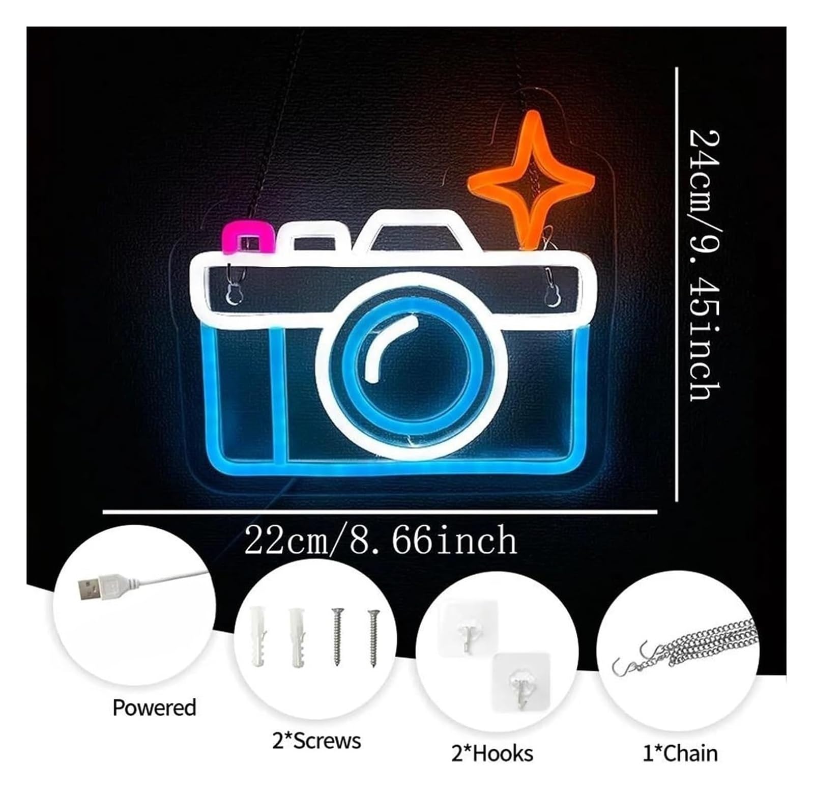 Generico Per la decorazione di feste con insegne al neon, macchina fotografica per a LED