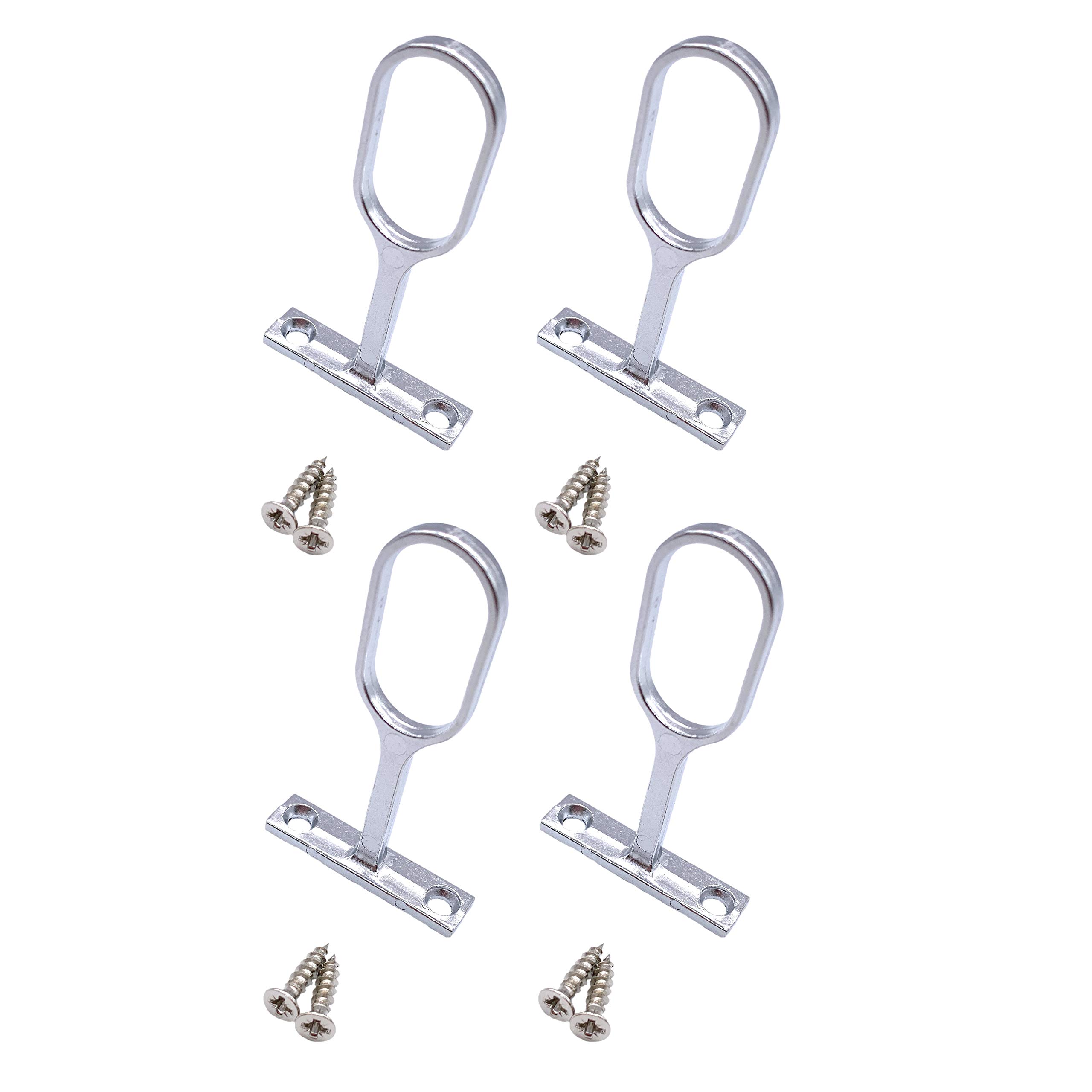 Eai Silver Wardrobe Rail Drop Centre Bracket Suit 32 X 16Mmn Oval Rail Polished Chrome - Pack Of 4