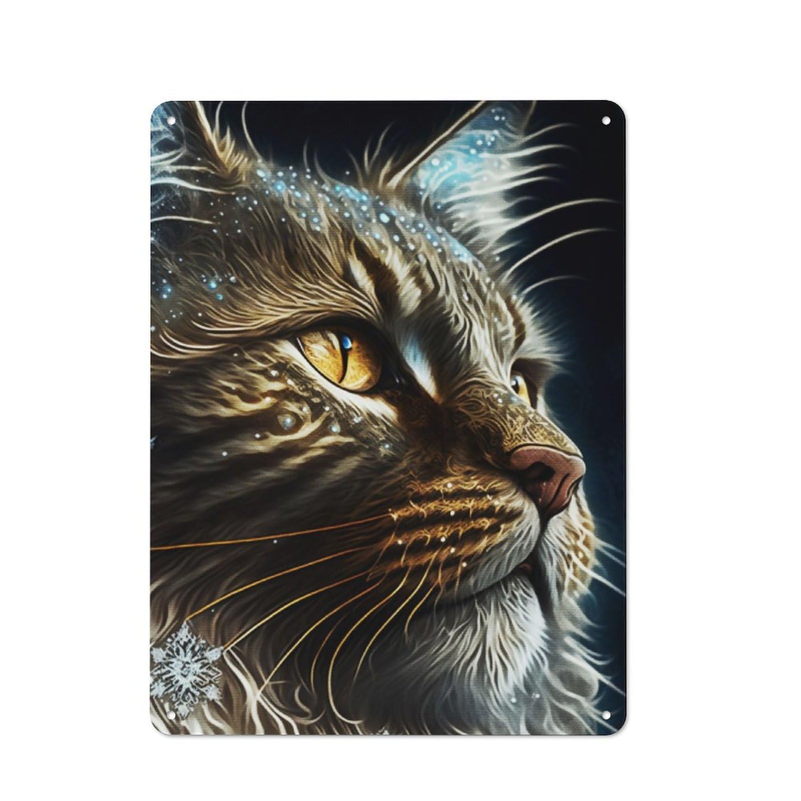 Junmoney Paint Expression Cat Tin Wall Plaque 40X30cm With For Man Cave Or Games Room, A Housewarming Gift For Leisure-Room Decor Enthusiasts