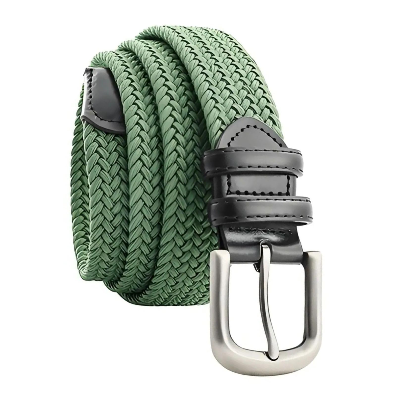 Ceinture Tressée Renforcée Grandes Tailles - Double Boucle 130-160cm(51-63") 220g Léger Sport/Bureau Green