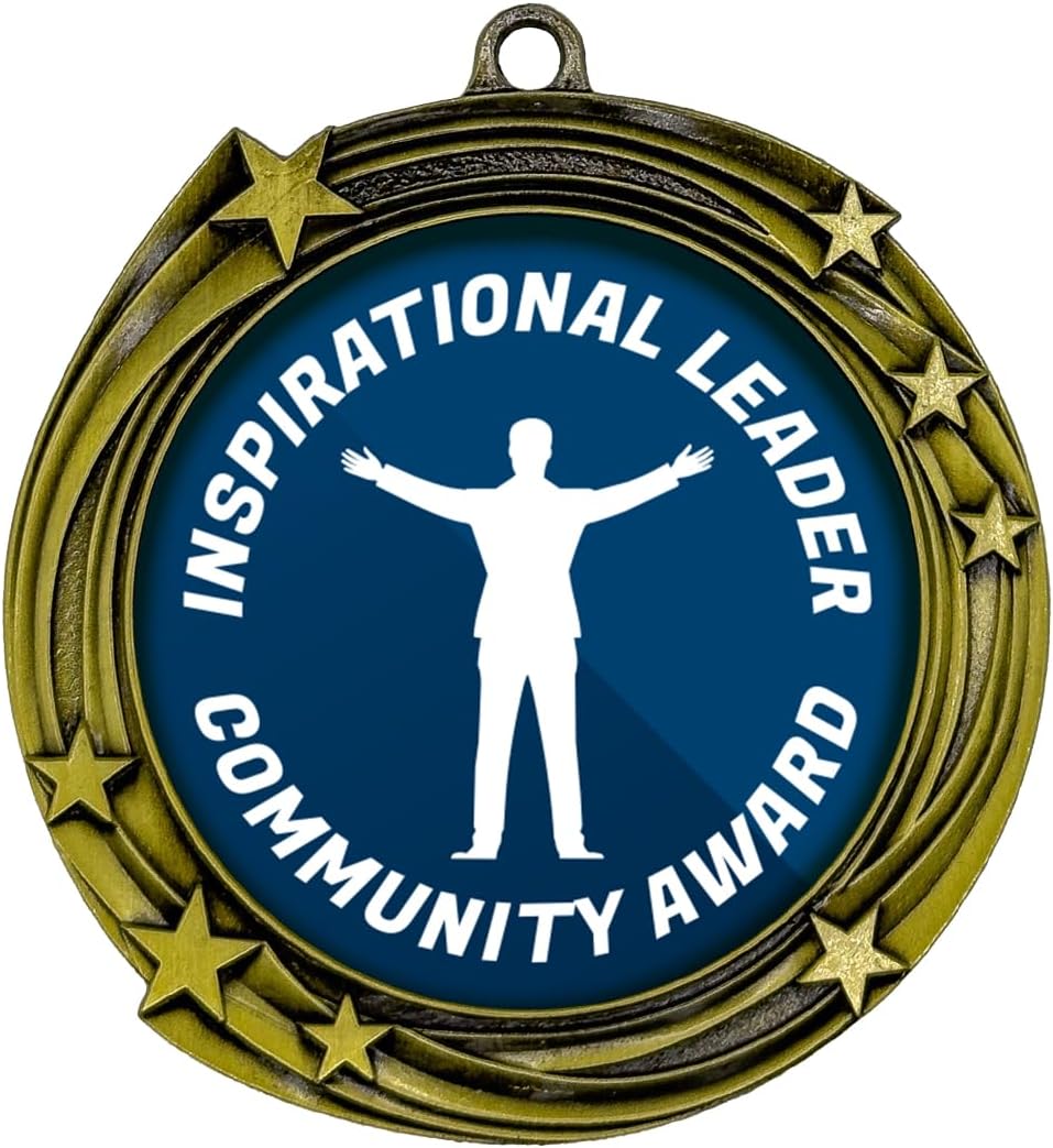 Inspirational Leader Community Award Star Design Medal | Volunteer and Community Service Award