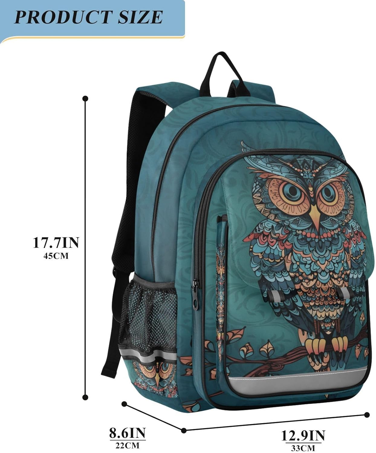 ALAZA Owl Print Gothic Boho Laptop Backpack Purse for Women Men Travel Bag Casual Daypack with Compartment & Multiple Pockets - Image 2