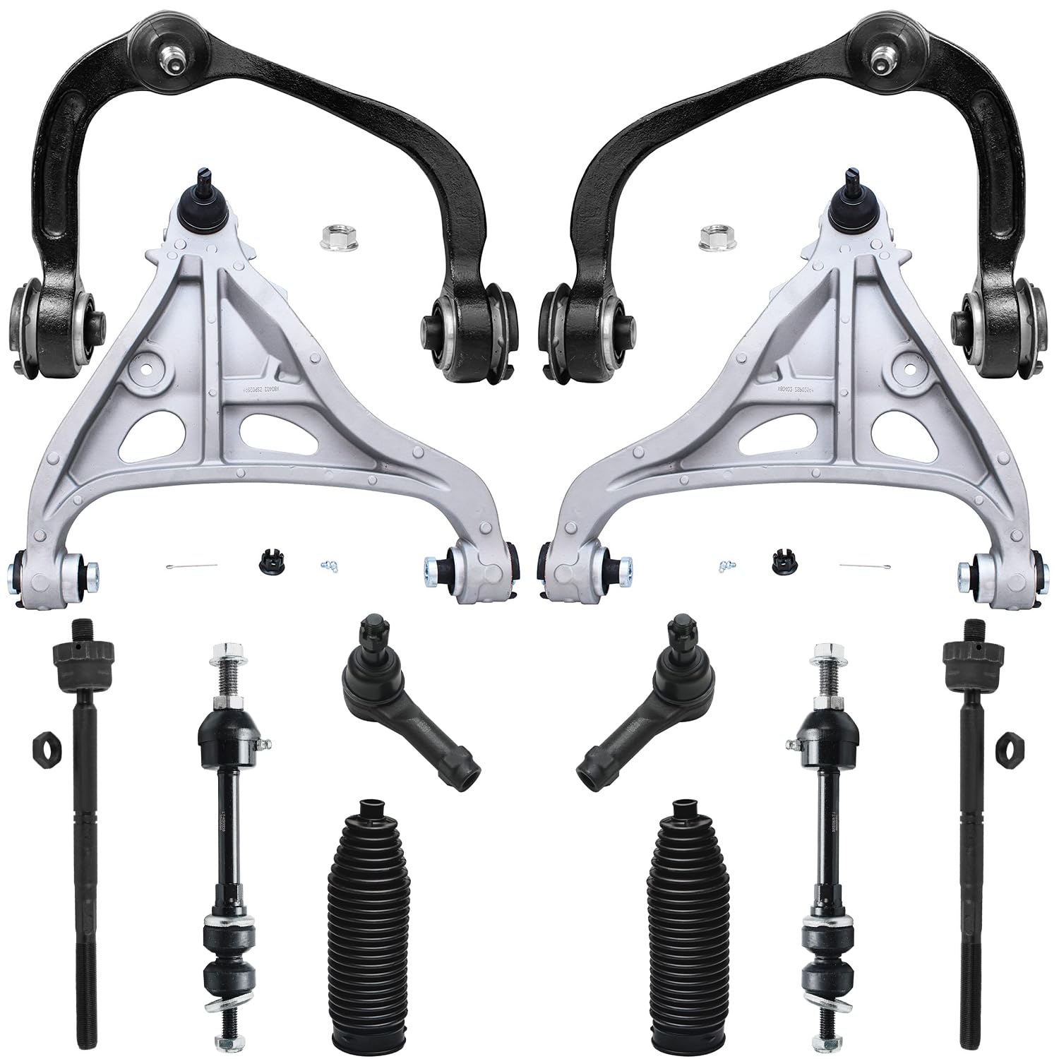 Detroit Axle - 4WD Front 12pc End Kit for 2006 2007 2008 Ford F-150 Lincoln Mark LT, 4 Upper Lower Control Arms with Ball Joint 4 Outer Inner Tie Rod Ends 2 Sway Bars 2 Boots Replacement