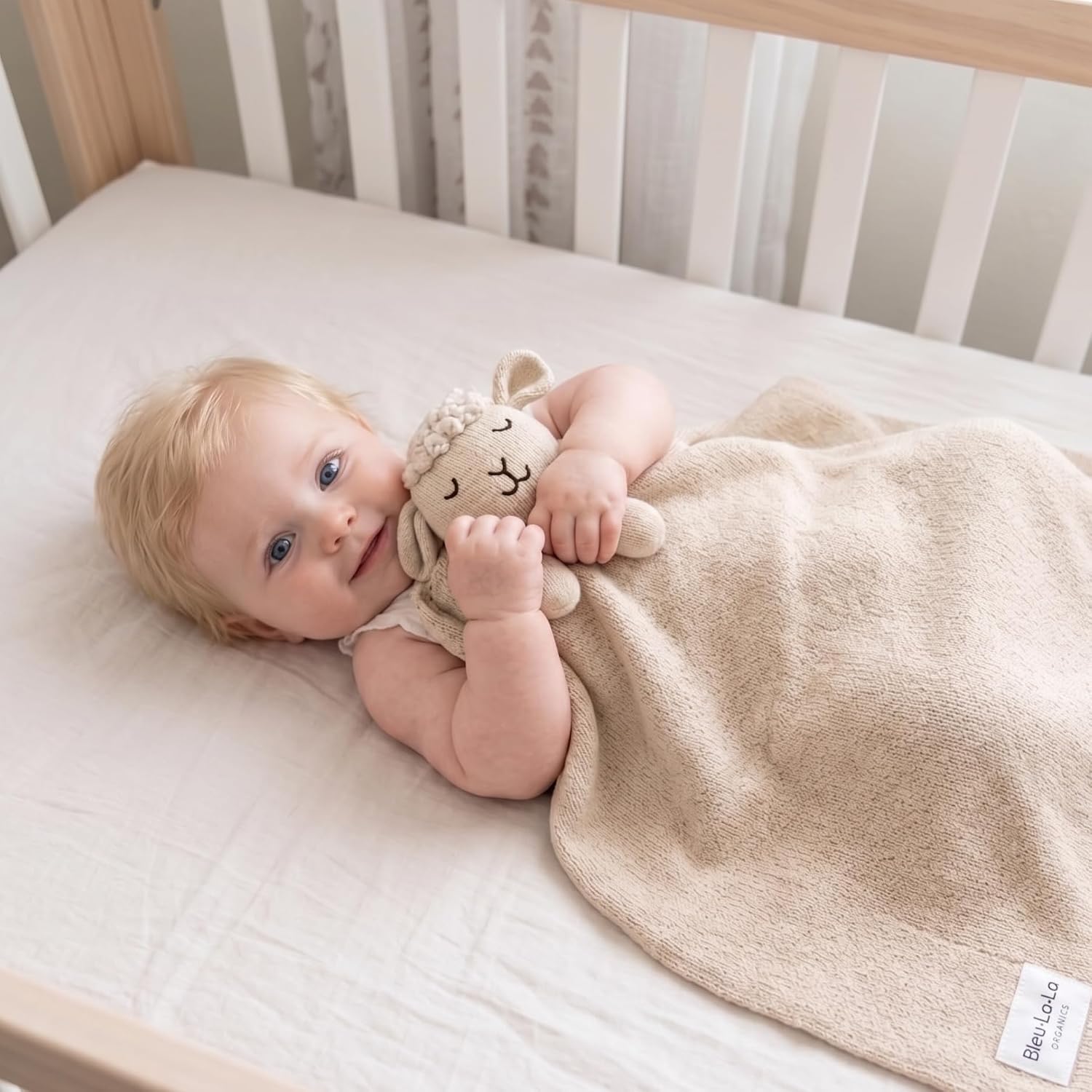 Blanket Lovey 100% Cotton Baby Blanket with Comfort Lovey, Soft Security Blanket for Newborns & Toddlers (Sheep - Oatmeal) image 3