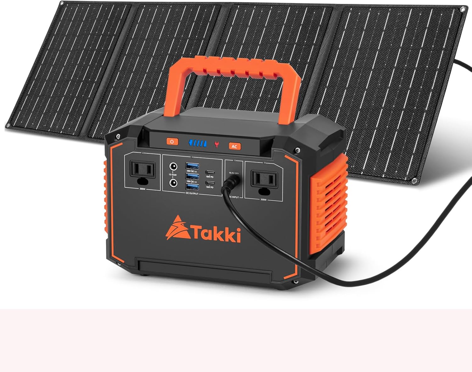 Takki 300W Solar Generator with 40W Solar Panel 240Wh Portable Power Station Bank with 110V AC Outlet for Camping Emergency Home Use Blackout