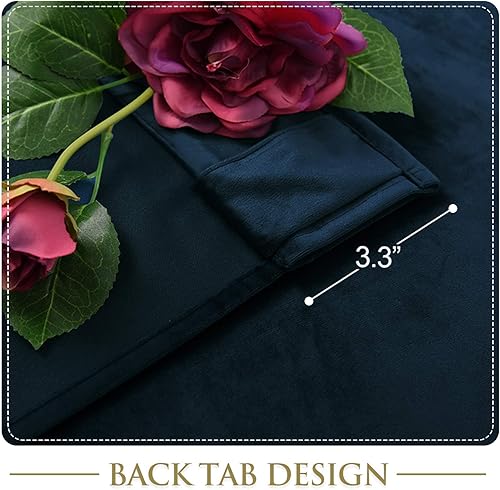 Miniatura 4 de StangH Cortinas de terciopelo súper suaves con pestaña trasera, cortinas azul marino para puerta corredera, decoración de lujo, cortinas opacas con