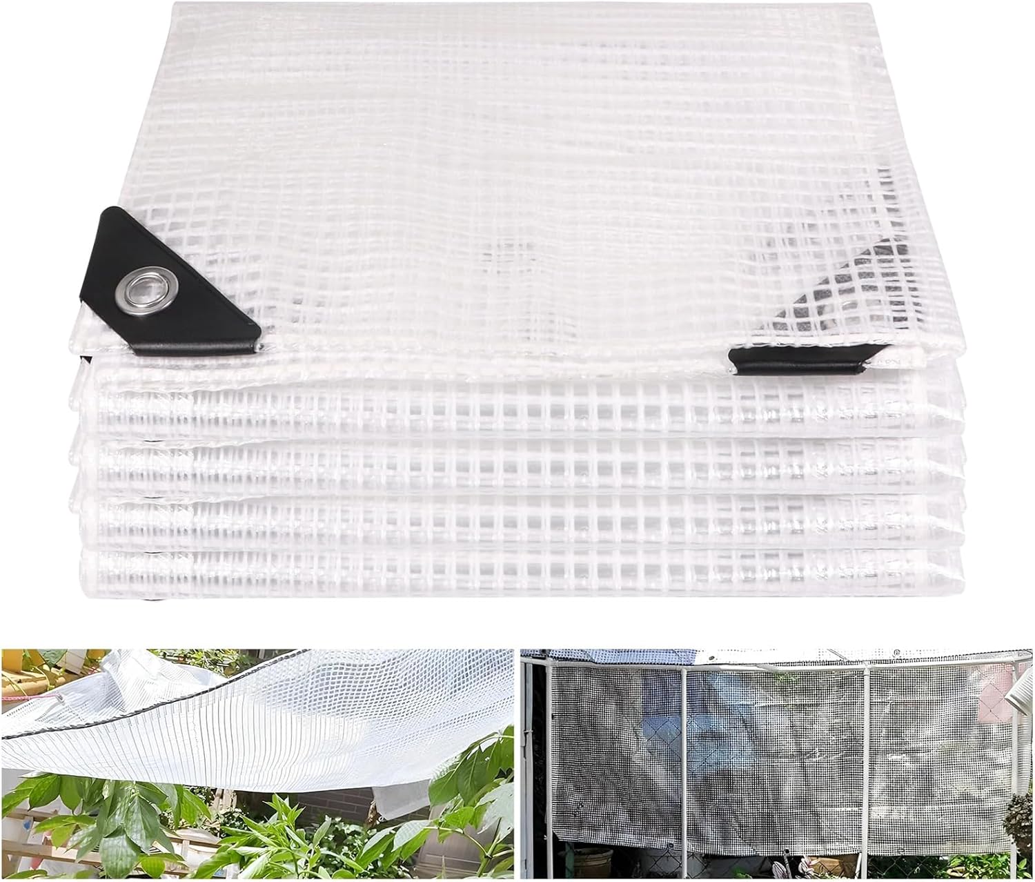 16 Mil Greenhouse Cover - Clear Plastic tarp Heavy Duty Waterproof, uv Resistant Poly Film for mini Greenhouses, Gardening, Farming, Nursery, Landscaping with Grommets (6 X 20 FT)