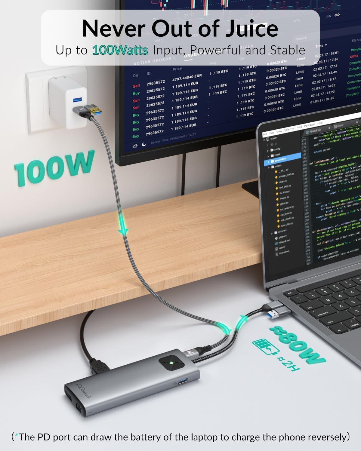 GiGimundo LK10 DisplayLink Docking Station Dual Monitor 4K 60Hz+256GB External USB C SSD Flash Drive