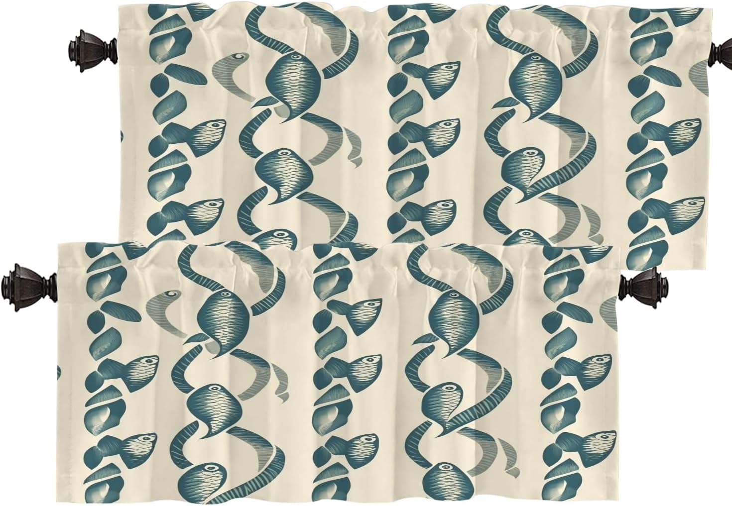 Batmerry Environment Natural Beauty Tier Curtains, Sunlit Glade Leafy Canopy Cafe Curtain Short Kitchen Drapes Small Valance for Bathroom, 2 Pack 36X26 Inches