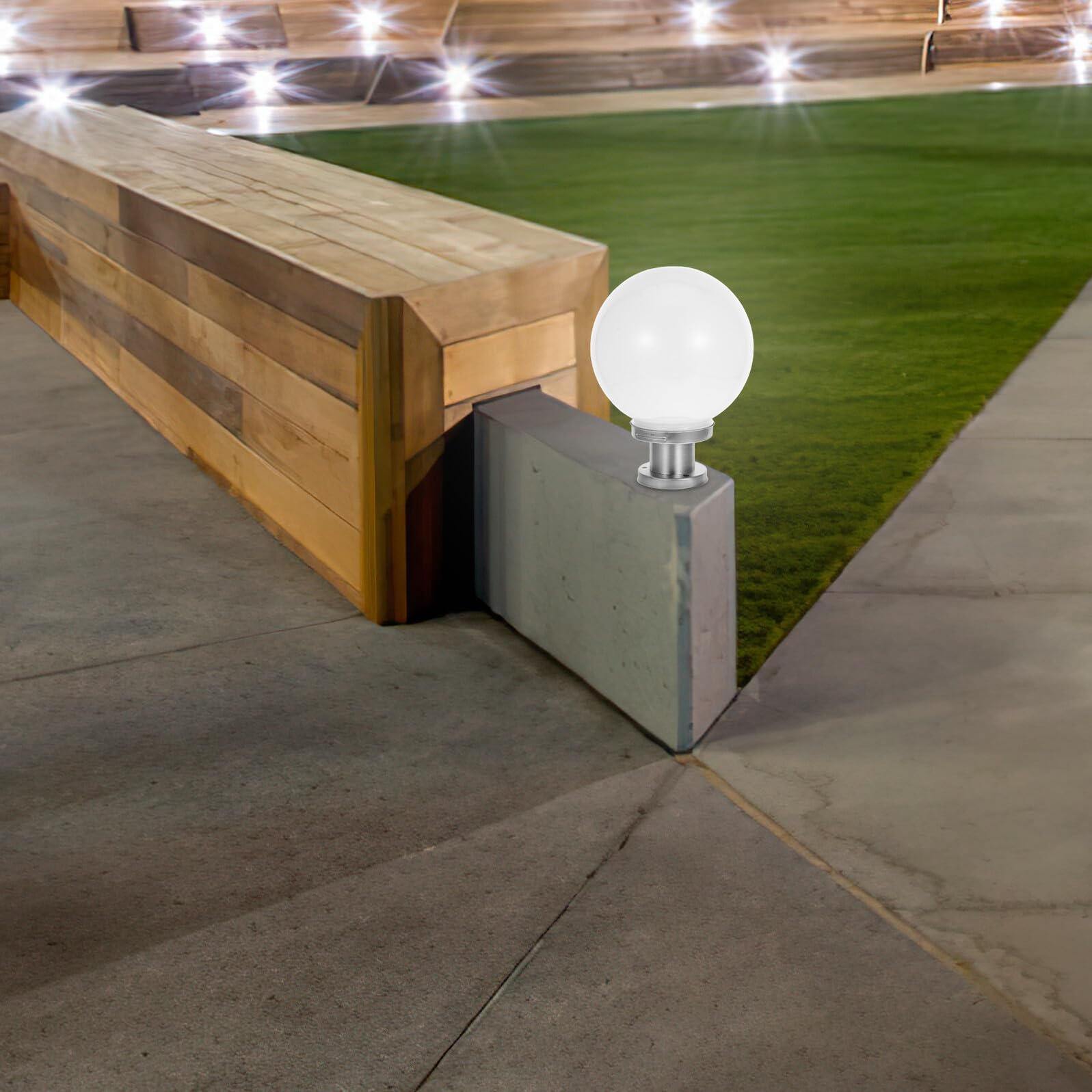 WOONEKY Lampada da Esterno Sfera Luminosa in Acrilico con Base in Acciaio Inossidabile Lampione da Giardino per Recinzioni Patio e Terrazze Installazione Facile Illuminazione Decorativa