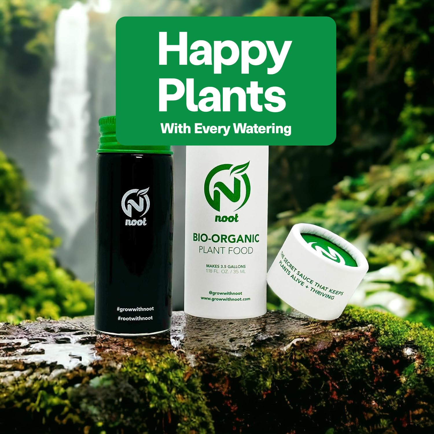 Noot Bio-Organic Plant Food Liquid Fertilizer - Makes 7 Gallons - Root Boosting Mycorrhizae - Fast Growth for Monstera, Aroid, Succulent, Orchid, Calathea, Philodendron - Use Every Watering (2 Vials)
