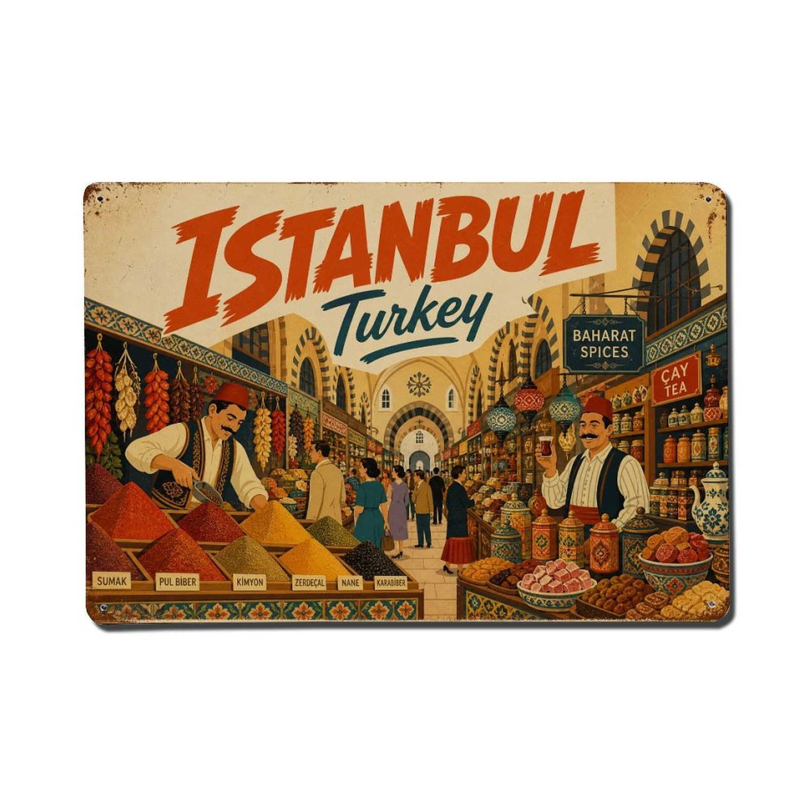 Gead 8X12inch Style Vintage Travel Istanbul Turkey Spice Metal Tin Sign
