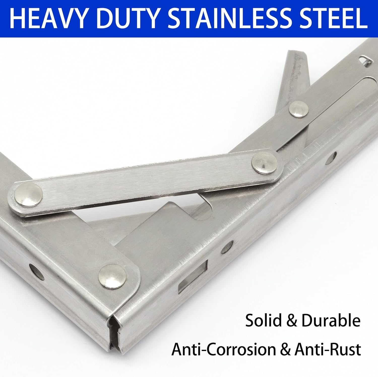 Folding Shelf Brackets 6 Inch, Heavy Duty Stainless Steel Folding Brackets, Collapsible Shelf Bracket for Table Work Bench, Space Saving DIY Bracket (2PCS, Silver)