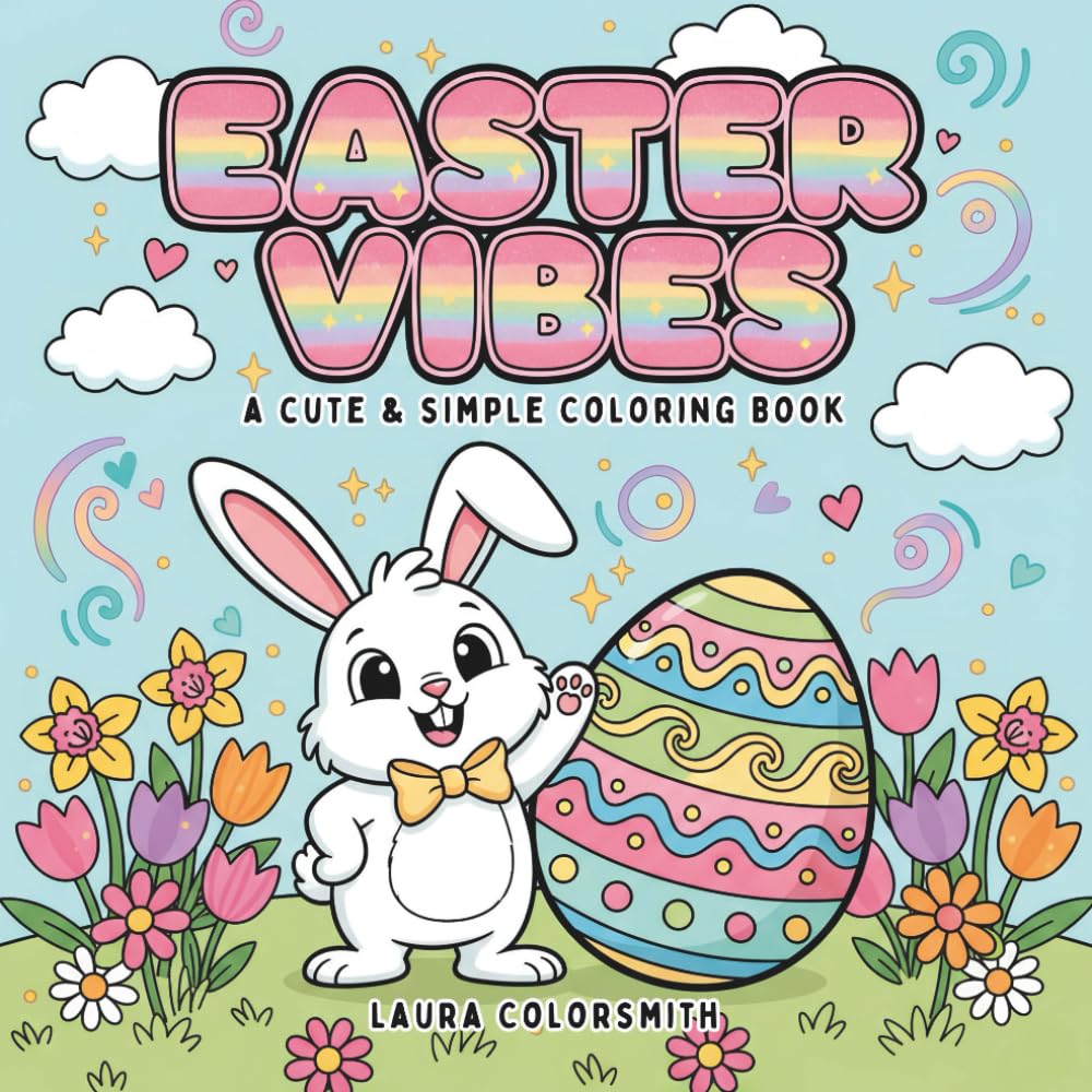 Easter Vibes - A Cute & Simple Coloring Book: Cozy Spring and Easter Coloring Pages for Relaxing Hygge Moments (Coloring Book for Easter)