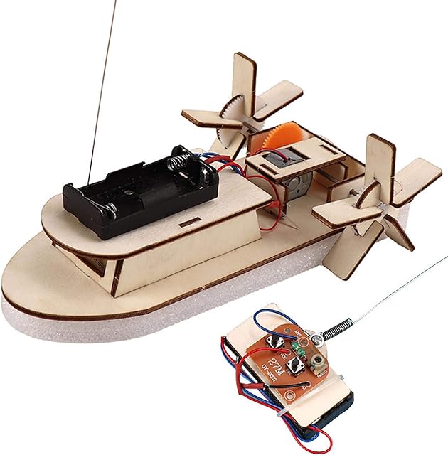 Wooden Sailboat Ship Kit,Harvey Sailing ModelStudents DIY Paddle Wheel Ship Assembling Model Remote Control Educational Toy Material Kits Kids Educational Toys