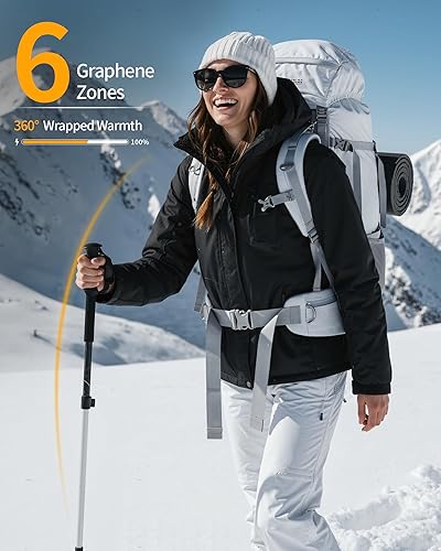 Miniatura 5 de Wulcea Chaqueta térmica de grafeno para mujer forrada de piel con batería de gran capacidad