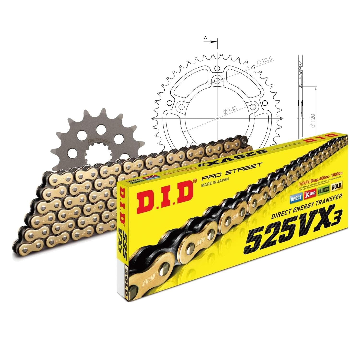 Kit chaîne 525VX3 110 maillons pour Suzuki GSX-R 600 CC 2001-2005 MXT