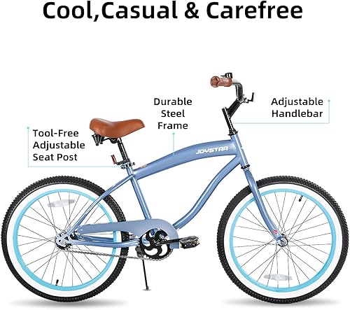 Miniatura 2 de JOYSTAR Bicicleta de crucero de playa de 20 pulgadas, 24 pulgadas, 26 pulgadas, para niñas, niños, hombres y mujeres, bicicletas de crucero para