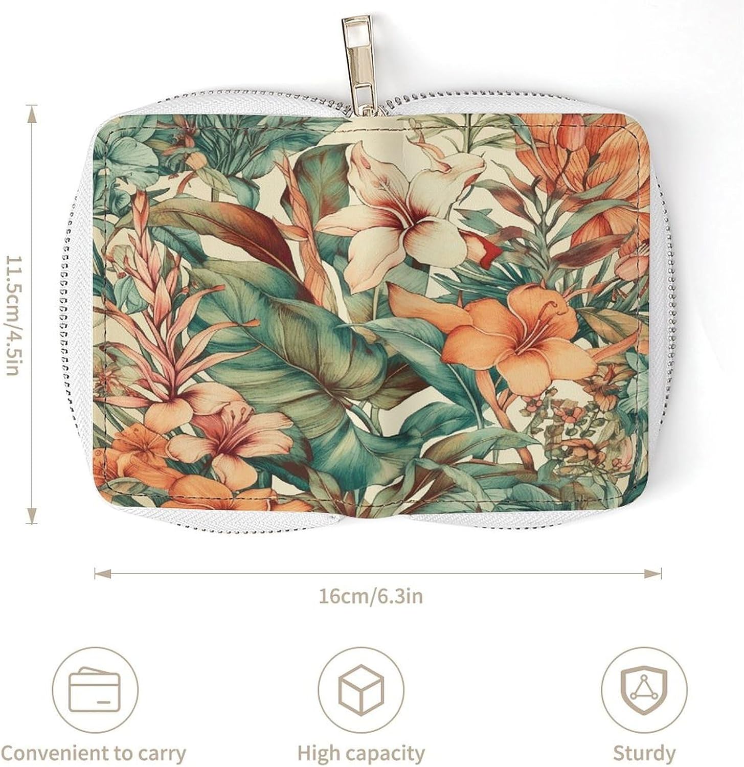 Botanical Watercolor Painting Card Holder RFID Blocking,Credit Card Wallet for Women And Men,Card Case Organizer Bag with Zipper