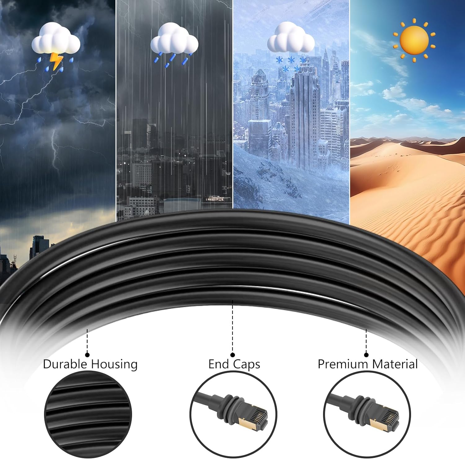 Starlink Cable V3, Waterproof Ethernet Cable (150FT/46M) for Starlink Gen 3