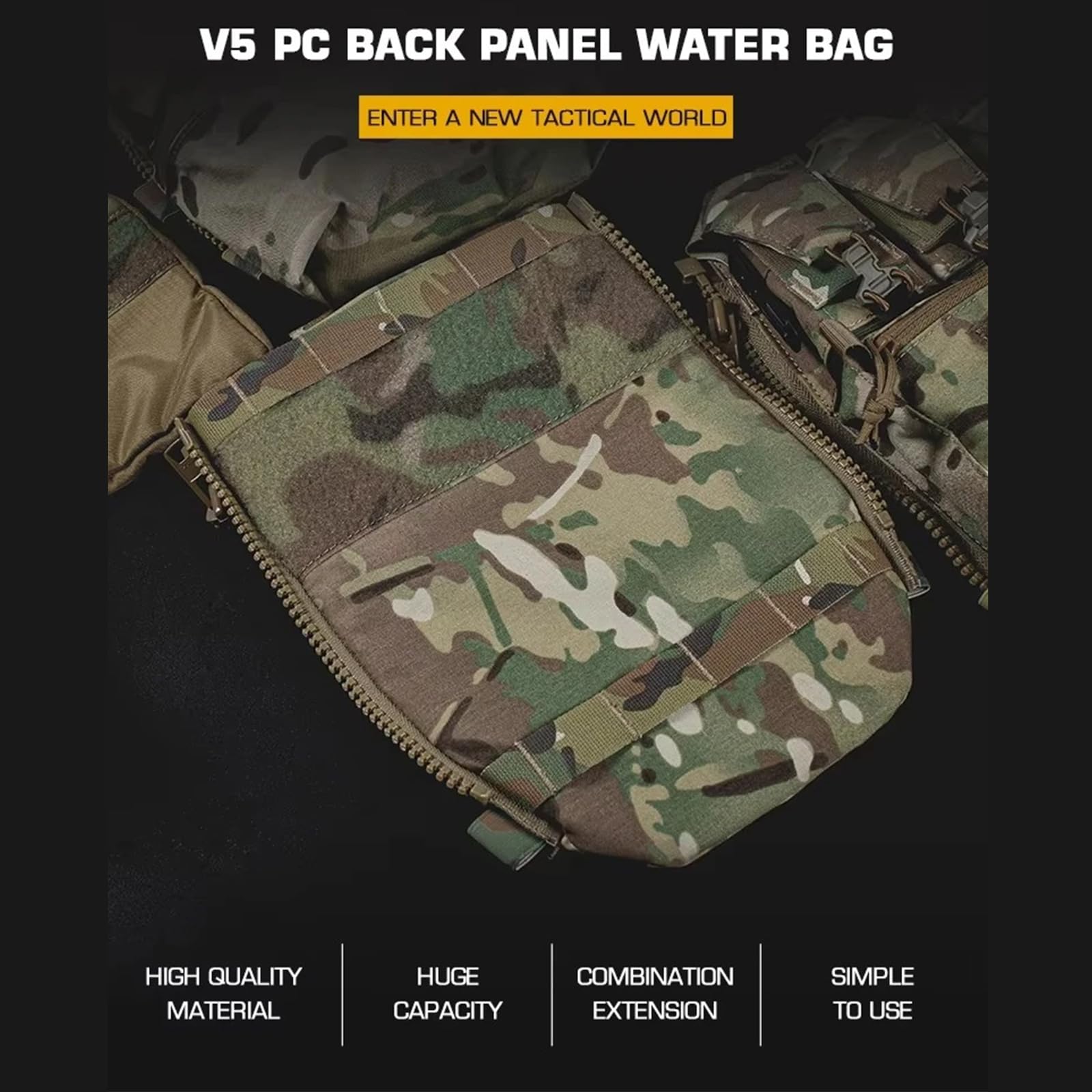 Gilet tattico con pannello posteriore borsa d'acqua con cerniera laterale Airsoft Plate Carrier adattatore MOLLE caccia Airsoft Gear