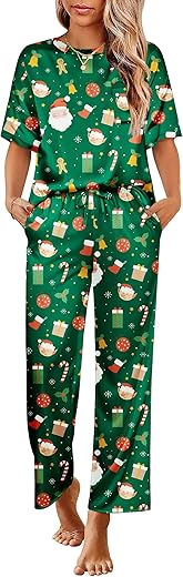 Ekouaer Womens Satin Silky Pajama Set