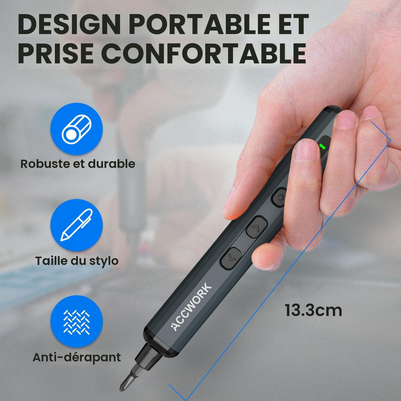 Accwork Tournevis électrique de précision 68 en 1 - Avec 64 embouts magnétiques S2-5 vitesses - Écran LED magnétique - Pour ordinateur portable, lunettes, montres