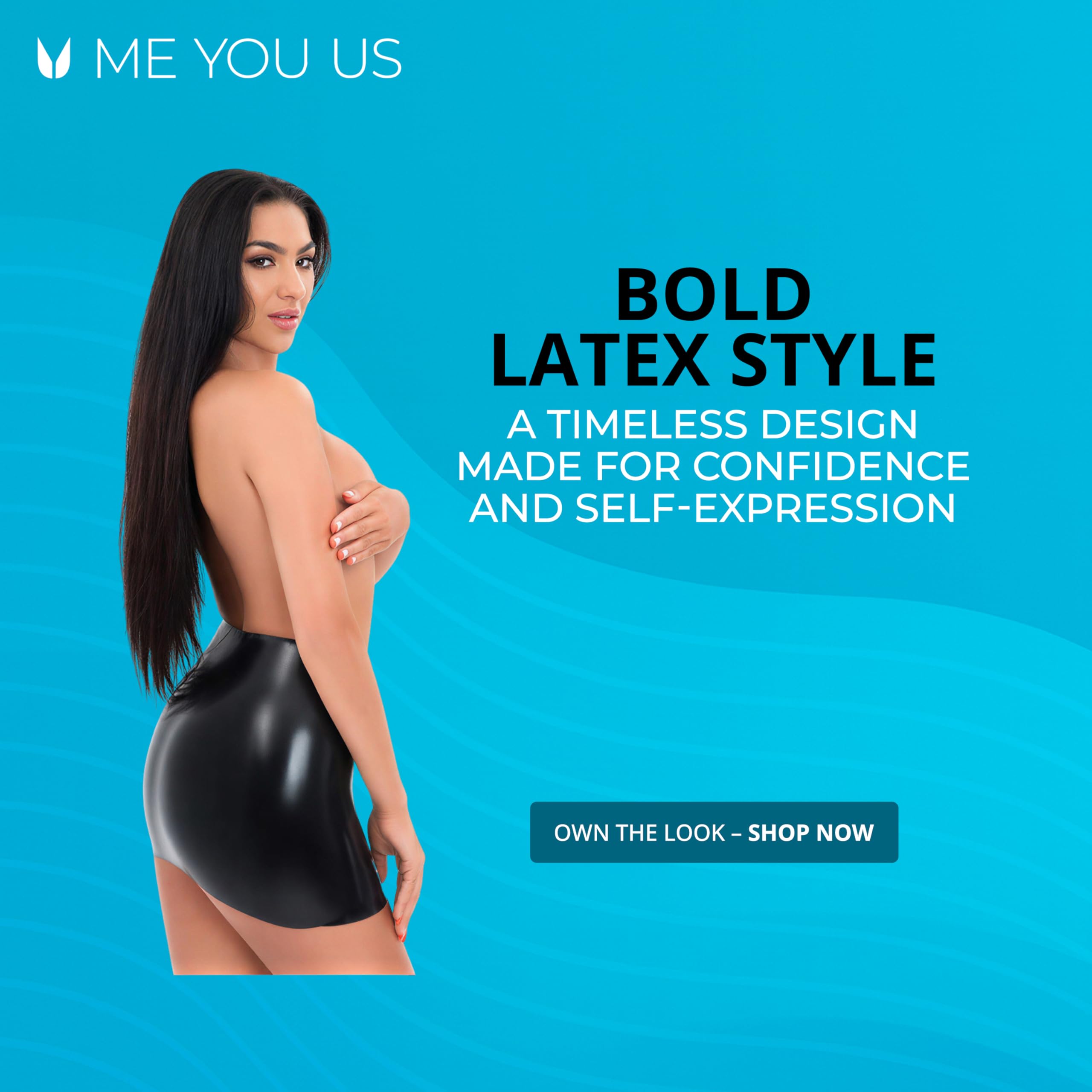 ME YOU US - Mini jupe en latex – Tenue fétiche en latex – Noir (S (36-38))